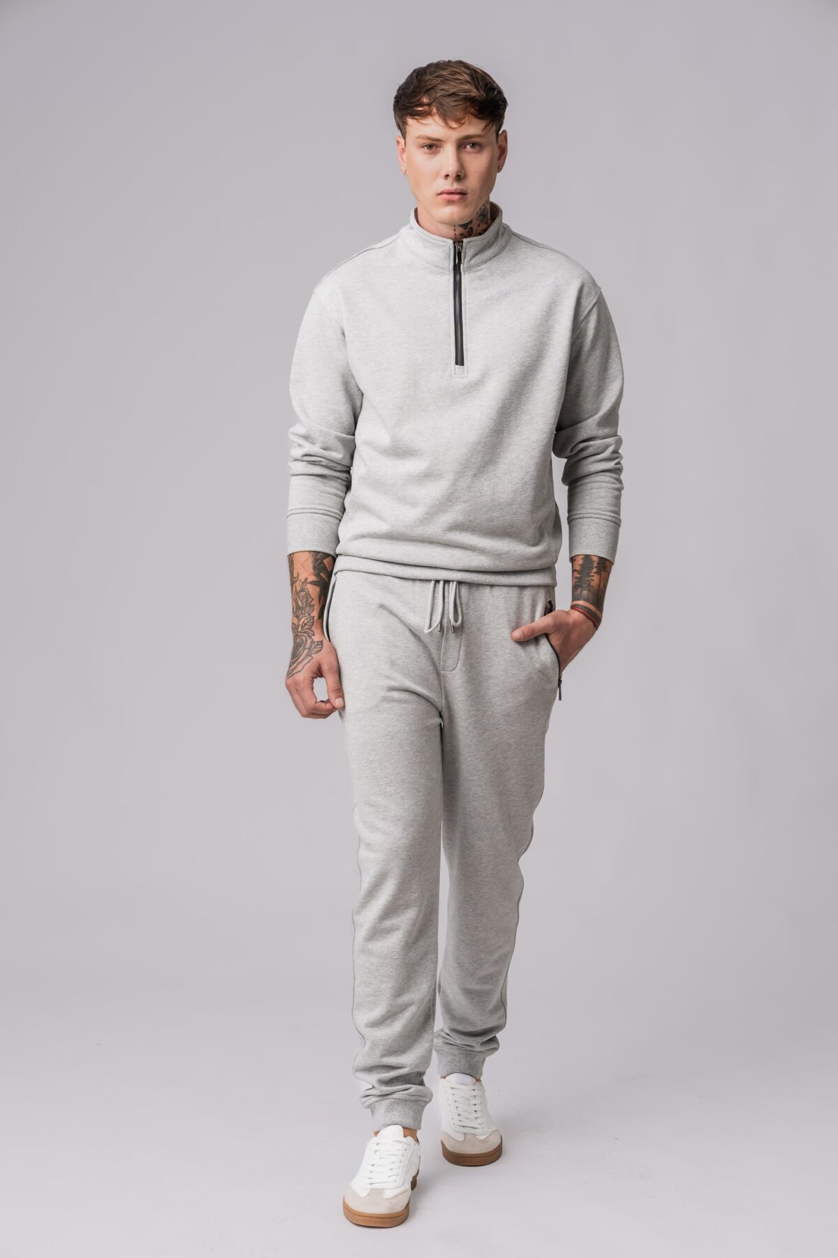 Men’s grey 100% cotton regular-slim fit sweatsuit