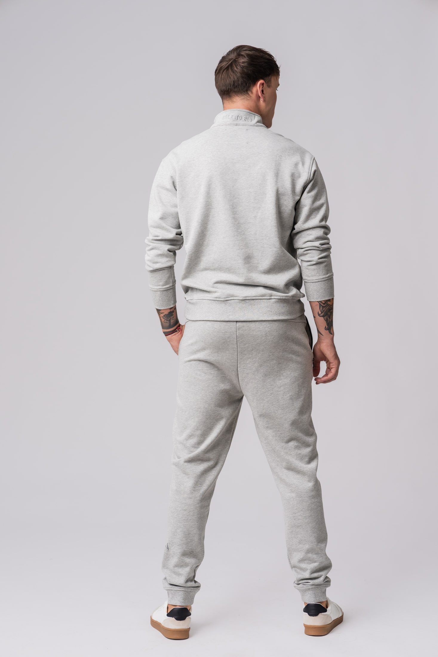 Men’s grey 100% cotton regular-slim fit tracksuit
