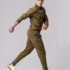 Men’s olive 100% cotton regular-slim fit tracksuit