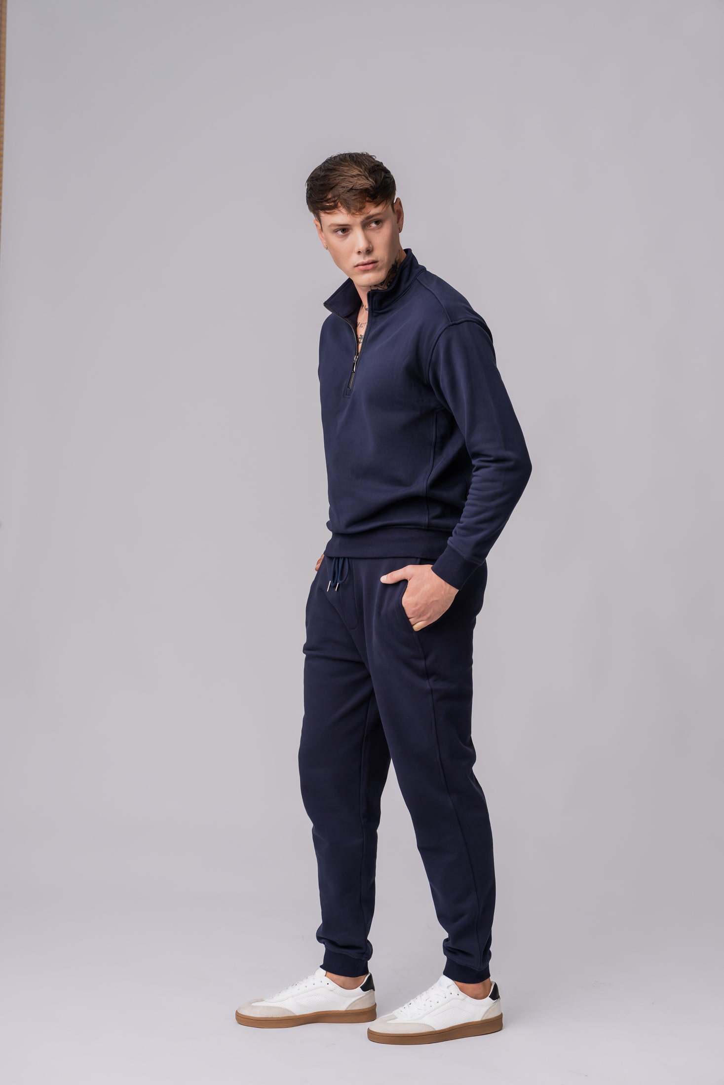 Men's navy 100% cotton sweatsuit