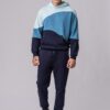 Men’s 100% cotton colorblock tracksuit in blue colors