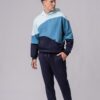 Men's 100% cotton colorblock sweatsuit in blue colors