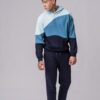 Men's 100% cotton colorblock tracksuit in blue colors