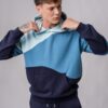 Men’s 100% cotton colorblock hoodie in blue colors