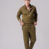 Men’s olive 100% cotton regular-slim fit sweatsuit