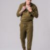 Men’s olive 100% cotton regular-slim fit sweatsuit