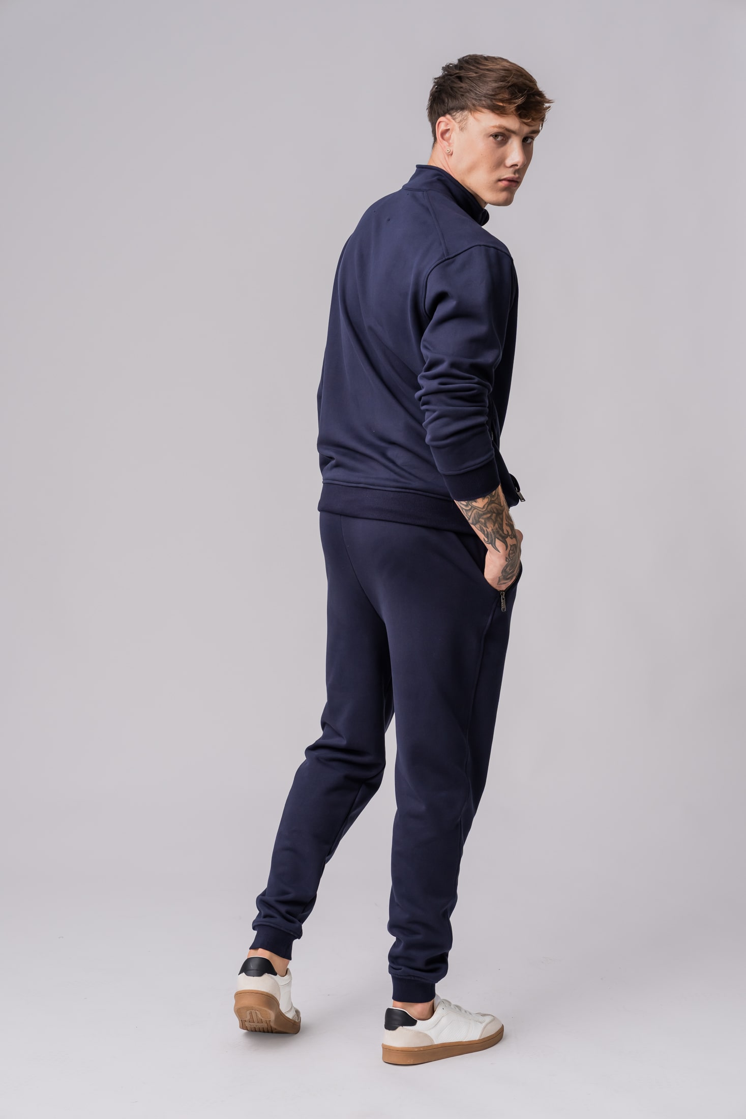Men’s navy 100% cotton regular-slim fit sweatsuit