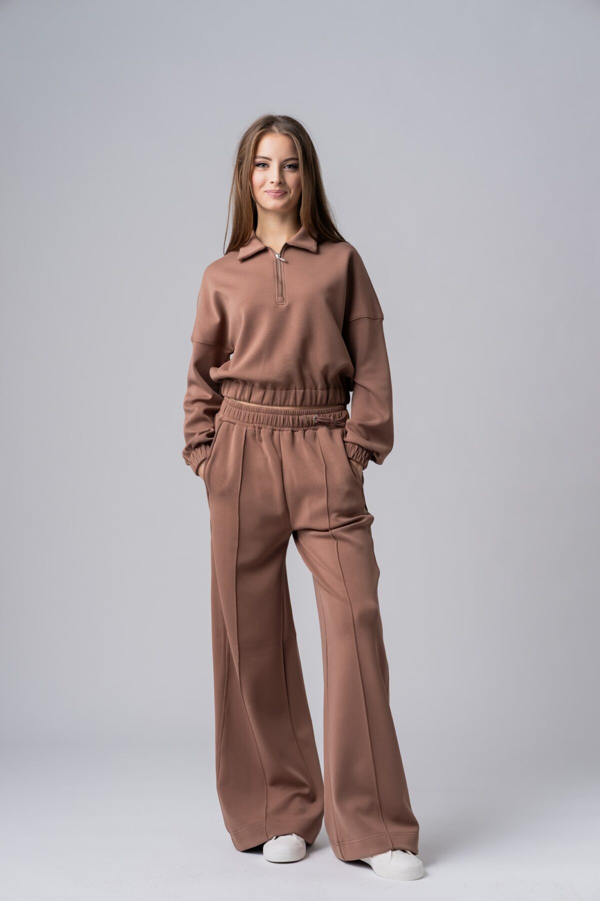 Cropped Half-Zip Sweatshirt