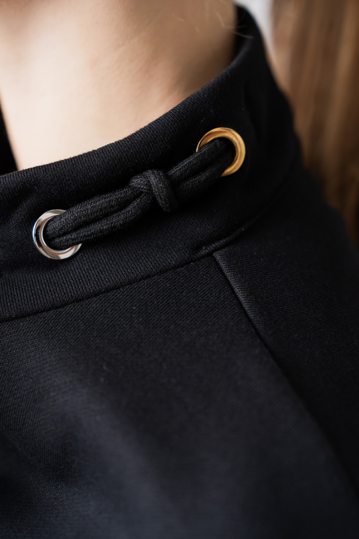 Women’s black 100% cotton zip-up sweatshirt