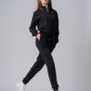 Women’s black 100% cotton zip-up active wear