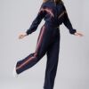 Women's navy tracksuit with red and white stripes made from 100% cotton