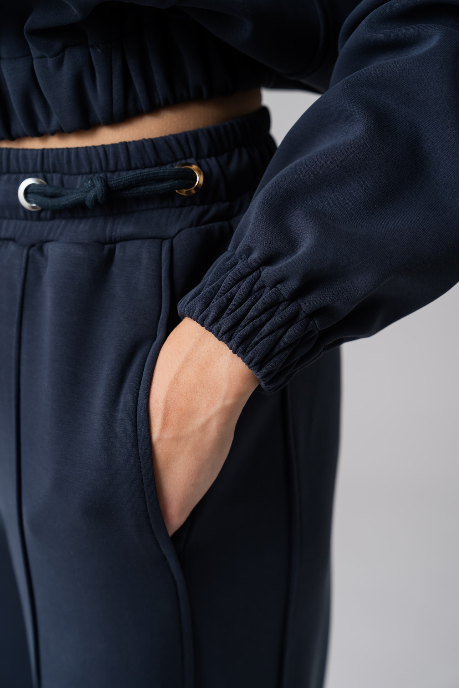 Women’s navy blue sustainable wide-leg sweatpants