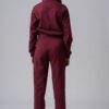 Women’s burgundy 100% cotton zip-up tracksuit