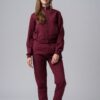 Women’s burgundy 100% cotton zip-up loungewear