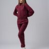 Women’s burgundy 100% cotton zip-up active wear