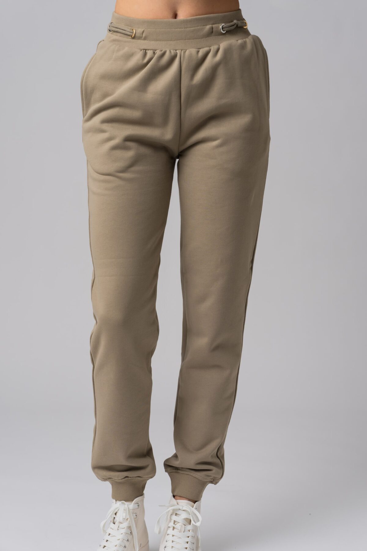 Women’s olive 100% cotton slim sweatpants