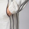 Women’s white 100% cotton relaxed tracksuit with black contrast stripes