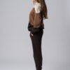 Women’s brown 100% cotton regular-slim fit colorblock tracksuit