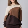 Women’s brown 100% cotton colorblock hoodie