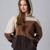 Women’s brown 100% cotton colorblock hoodie