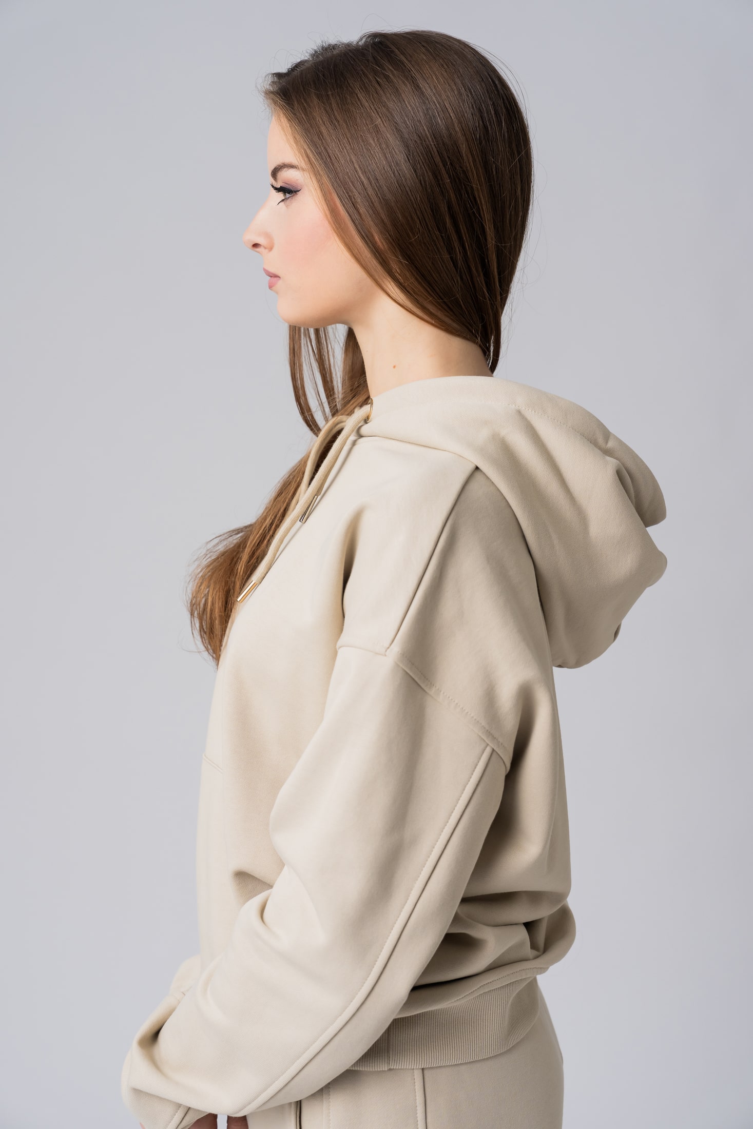 Women’s beige 100% cotton hoodie