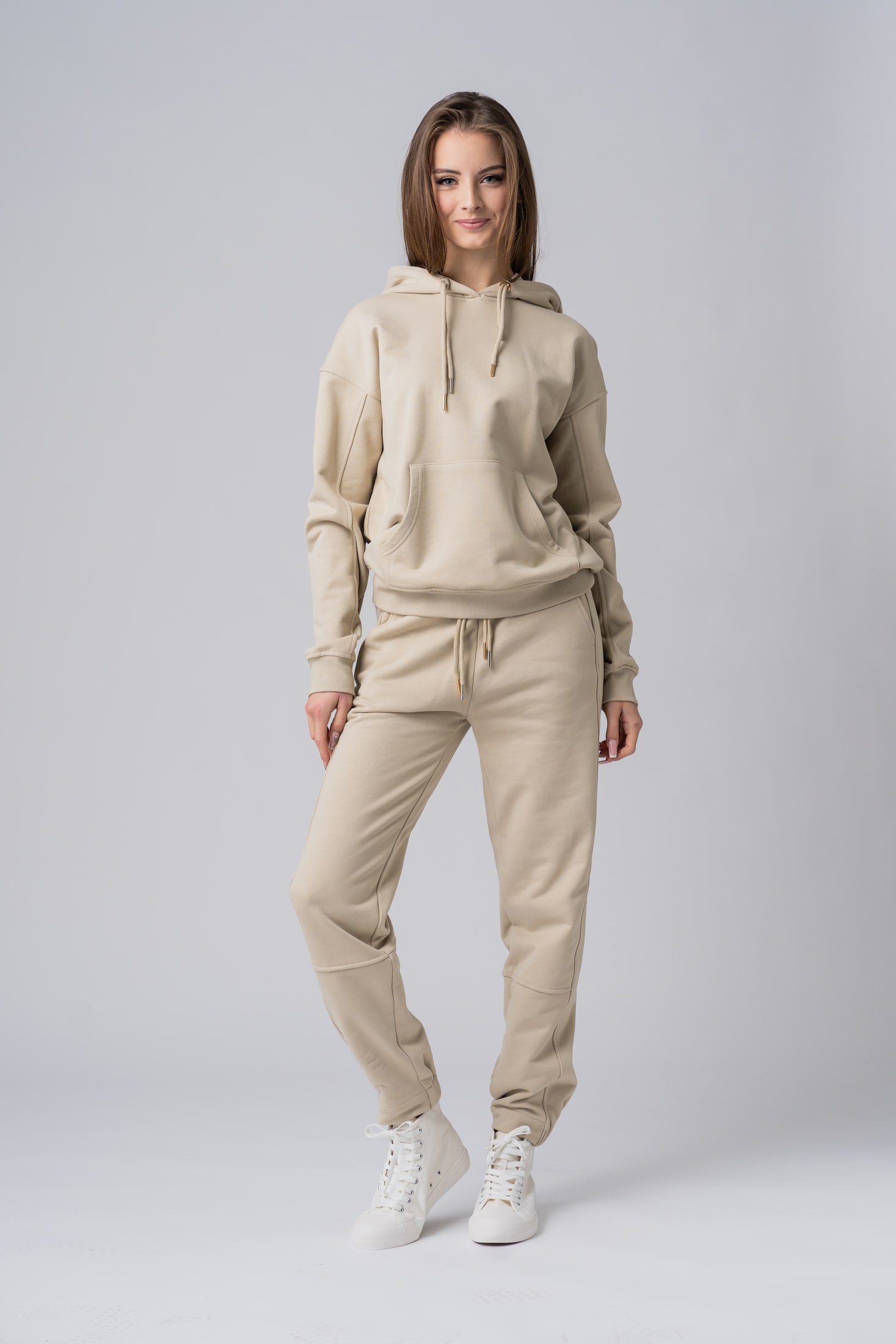 Women’s beige 100% cotton regular fit active wear