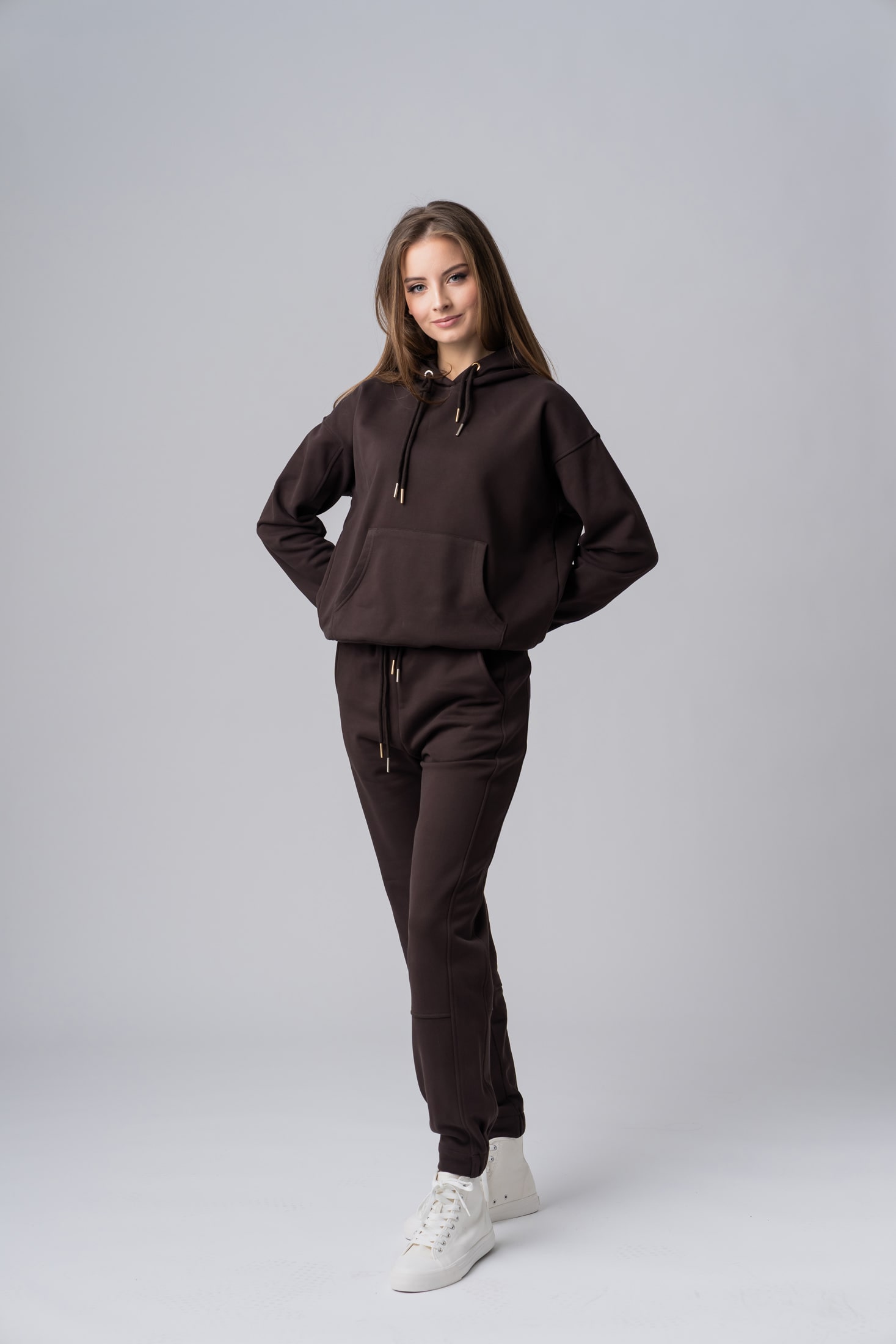 Women’s brown 100% cotton regular fit tracksuit