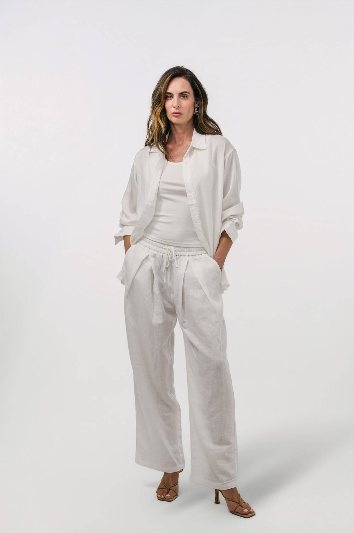 Wide Leg Lyocell & Linen Trousers