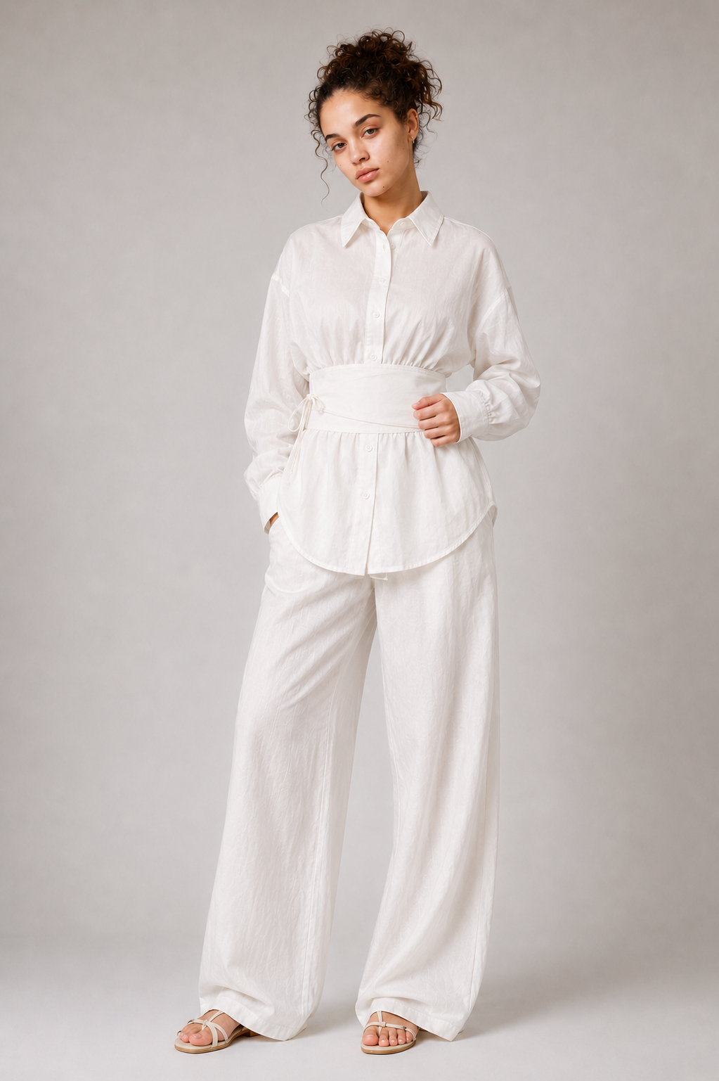 Lyocell Shirt with Waist Belt