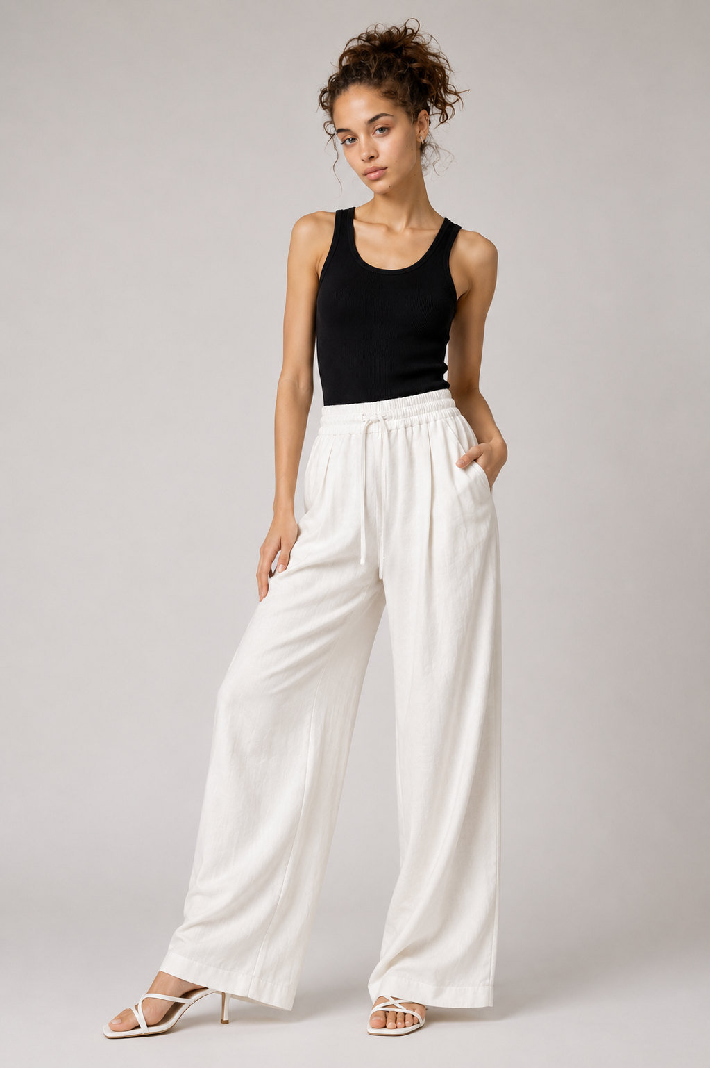 Wide Leg Lyocell & Linen Trousers