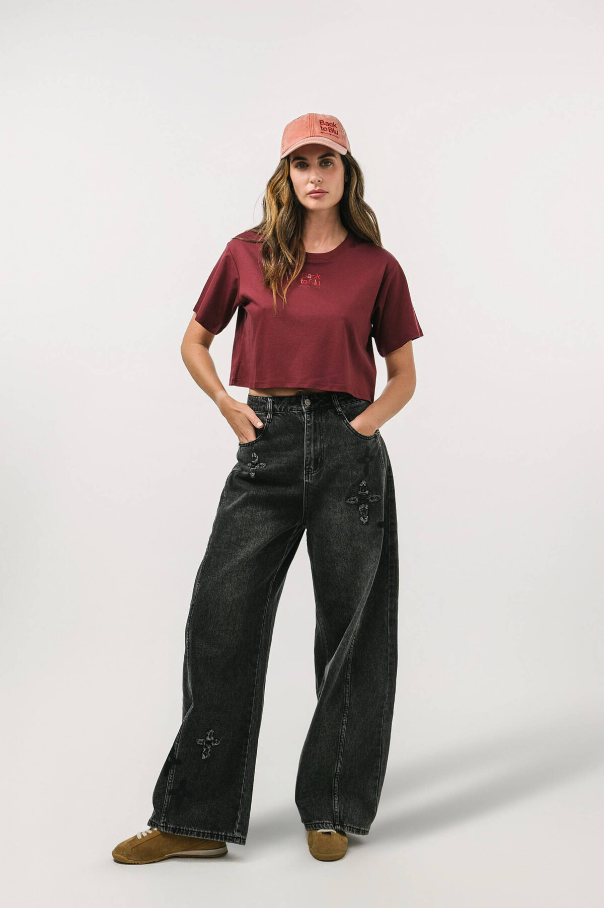 Barrel-Leg Embellished Jeans